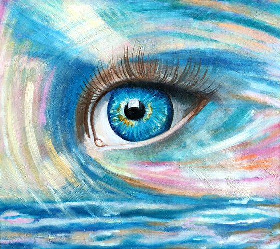 Gaze, Eye Painting Original Art Esoteric Artwork Occult Wall Art