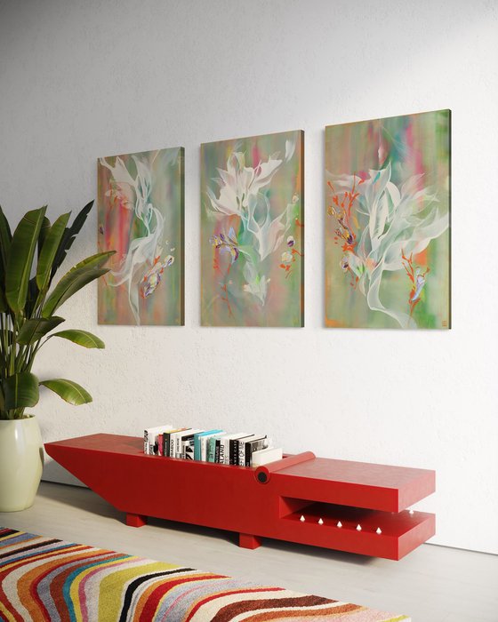 Movement Study in Pastel Chroma Triptych