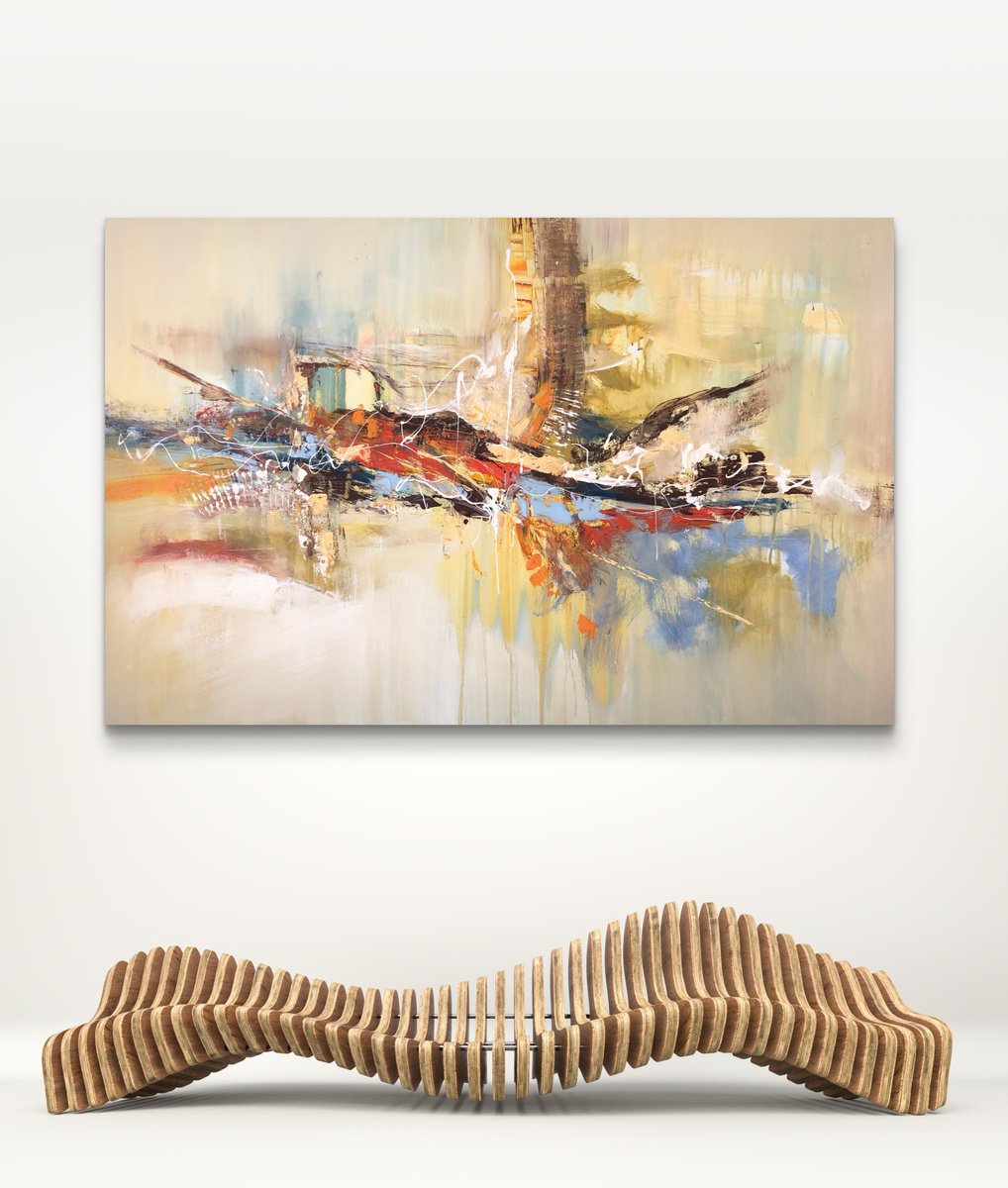 Abstract Acrylic Painting By Snezana Djordjevic, 45 X 30", Two Souls, Original Artwork