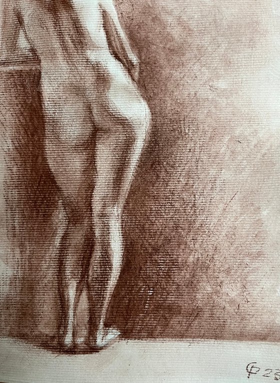 Nude girl figure from behind standing