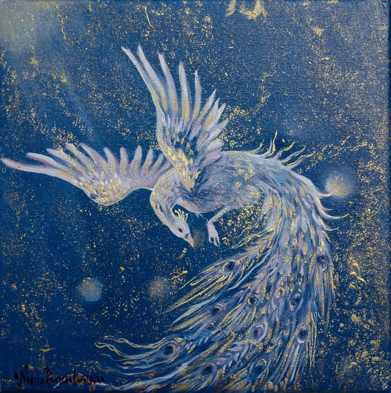 white peacock paintings