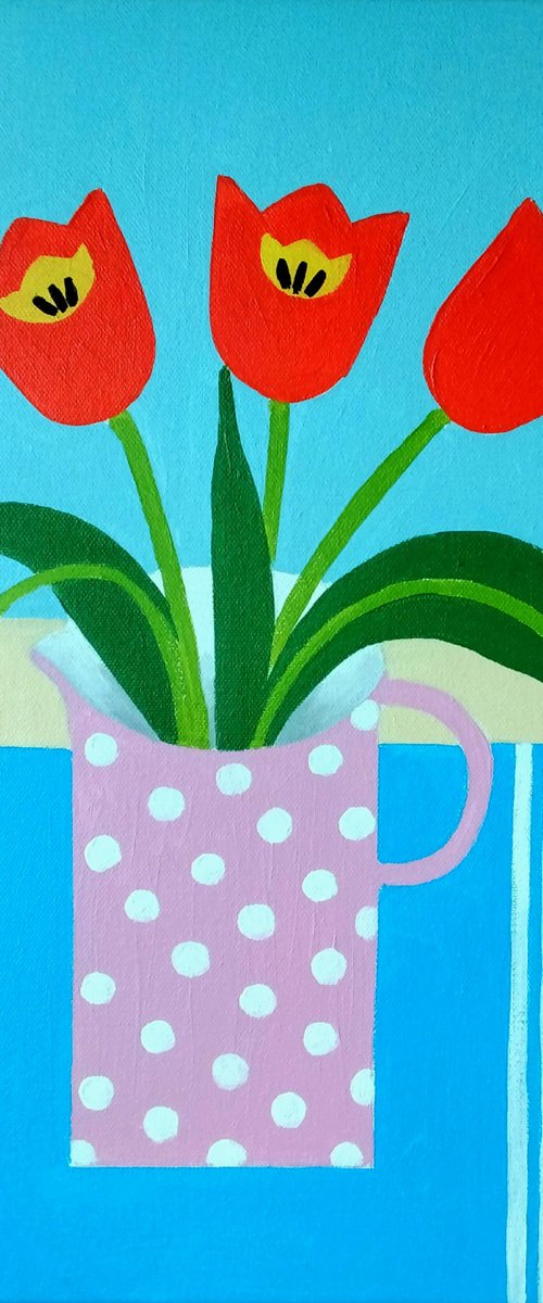 Five Red Tulips by Jan Rippingham