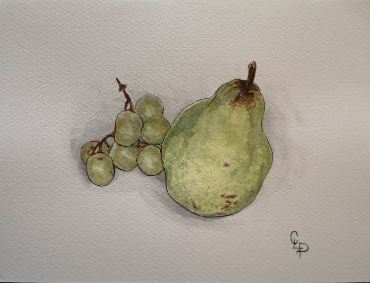 Pear and grapes by C�cile Pardigon