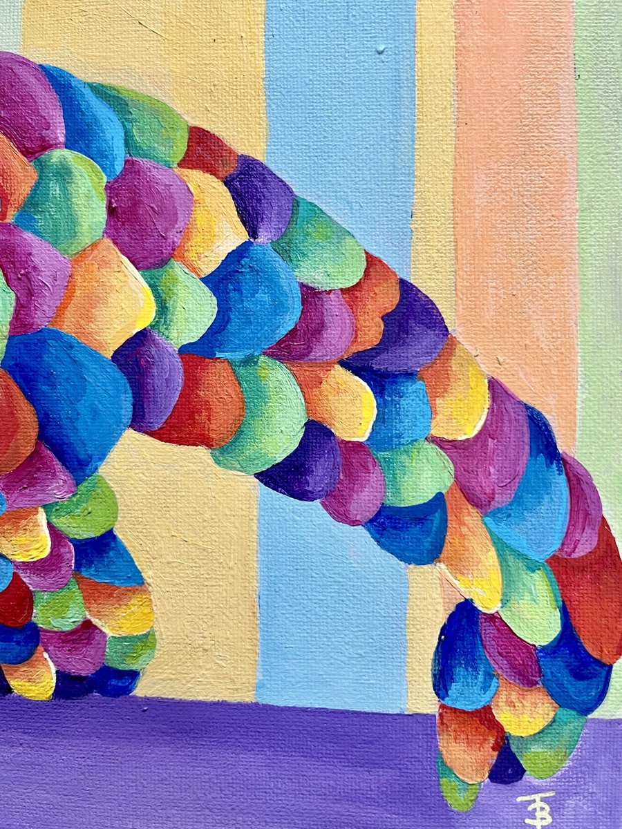 Impressionistic Animal Acrylic Painting By Tiffany Budd, 15 X 8", Party Pangolin, Original Artwork