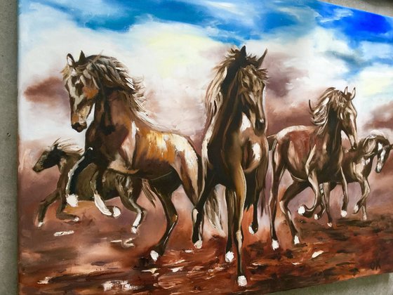 Galloping horses