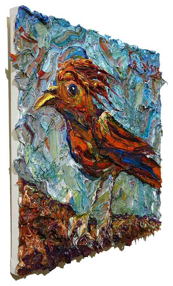 Original Oil Painting Abstract Expressionism Impressionism Birds