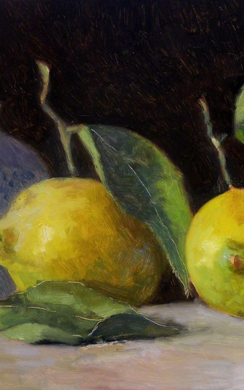 2 Lemons and a Porcelain Vase by Pascal Giroud