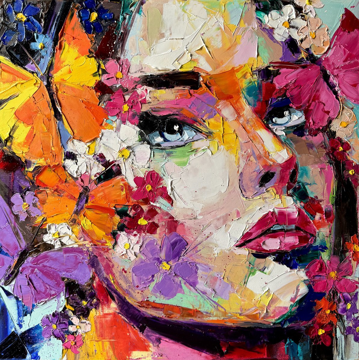 Expressive Oil Painting , - And Flowers Will Bloom- - ? By Lina Redford, 20 X 20, Artwork For Sale On Artfinder