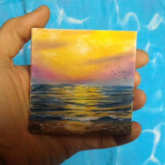 Miniature wave seascape #07 - Easel included