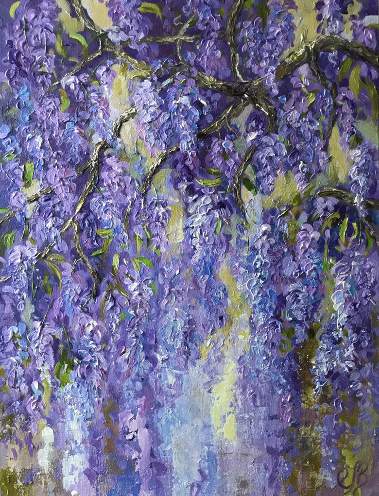 Wysteria Acrylic painting by Colette Baumback | Artfinder