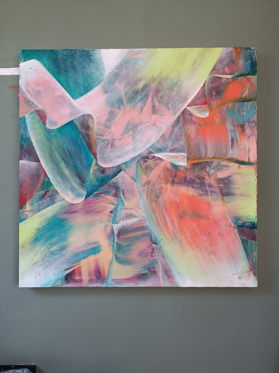 Geometric Abstract Oil Painting By Giuseppe Pastore, 31 X 31, Dicembre, Original Artwork