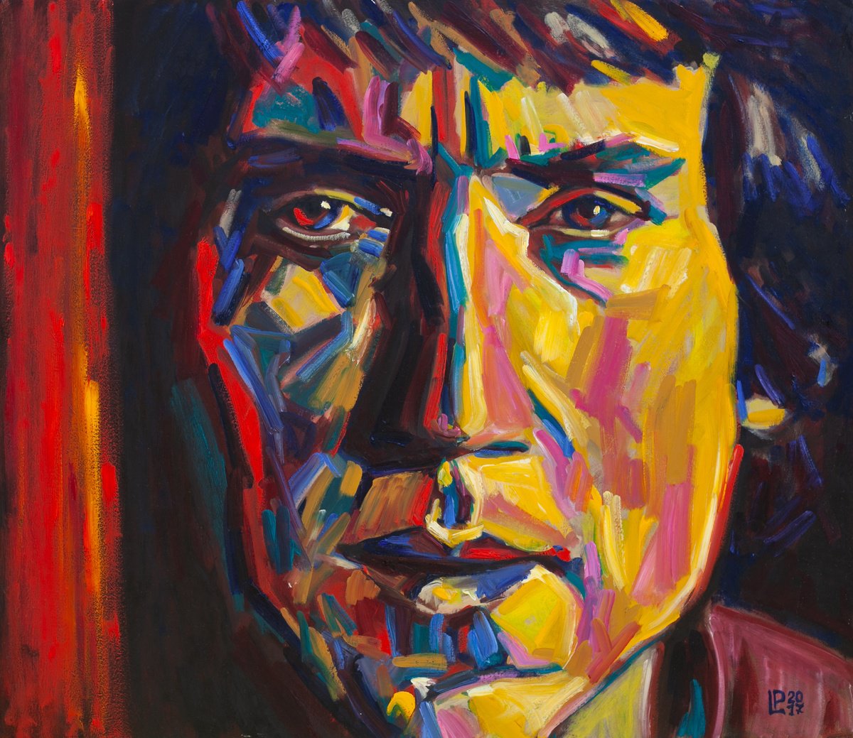 Expressive Portrait Oil Painting By Liudmila Pisliakova, 28 X 24", Portrait Of A Poet, Original Artwork