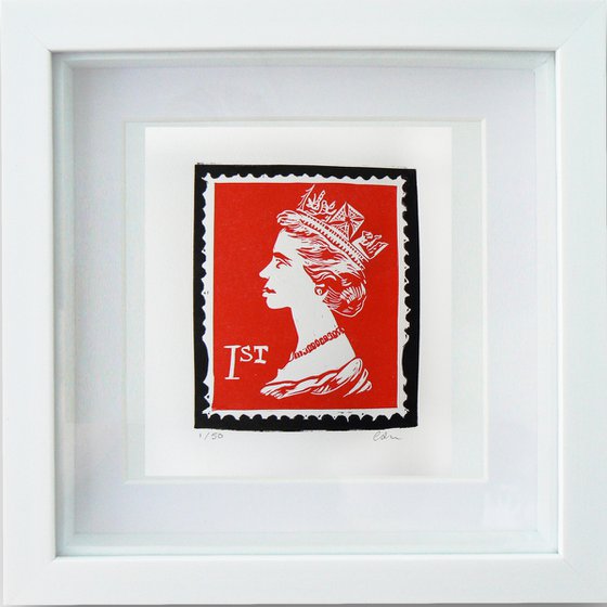 1st Class - Framed, ready to hang linocut print