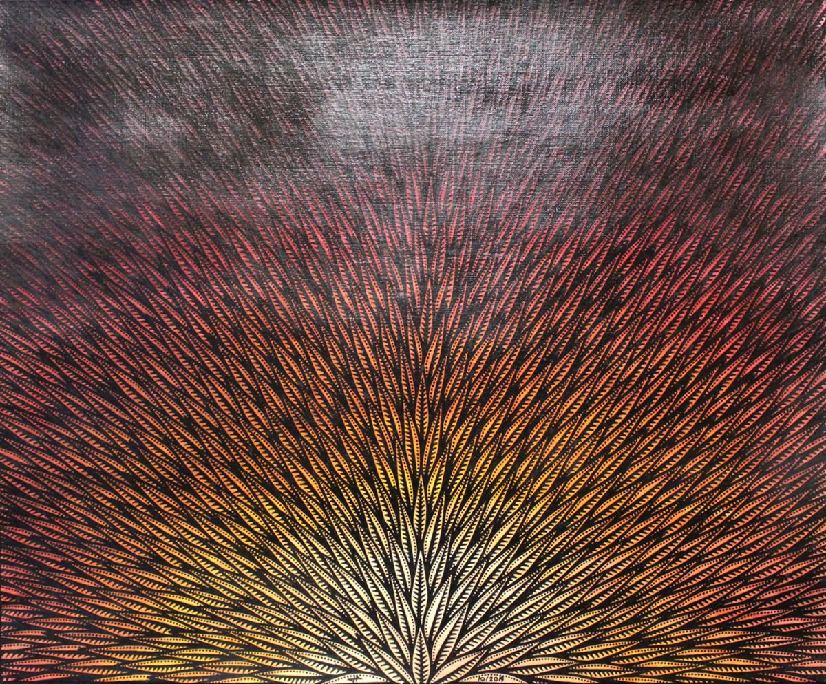 Abstract Acrylic Painting By Jonathan Pradillon, 25 X 21, Ray, Original Artwork