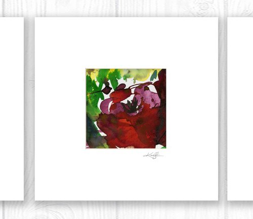 Abstract Florals Collection 10 - 3 Flower Paintings in mats by Kathy Morton Stanion by Kathy Morton Stanion