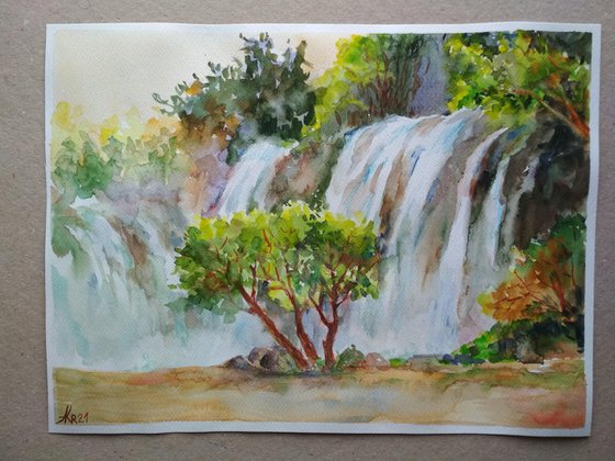 Landscape with waterfall