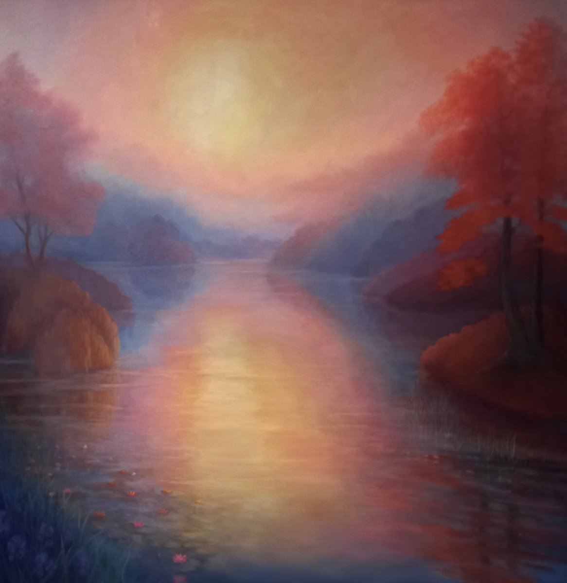 Impressionistic Landscape Oil Painting By Lee Campbell, 441 X 441", Reverie, Original Artwork