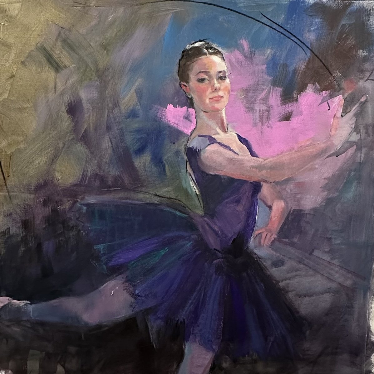 Impressionistic Portrait Acrylic Painting By Faiqa Uppal, 35 X 35, La Bella Ballerina, Original Artwork