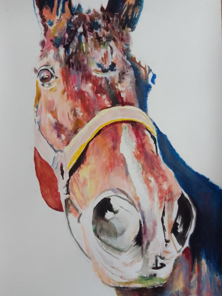 Photorealistic Animal Acrylic Painting By Soso Kumsiashvili, 24 X 33", Horse, Original Artwork