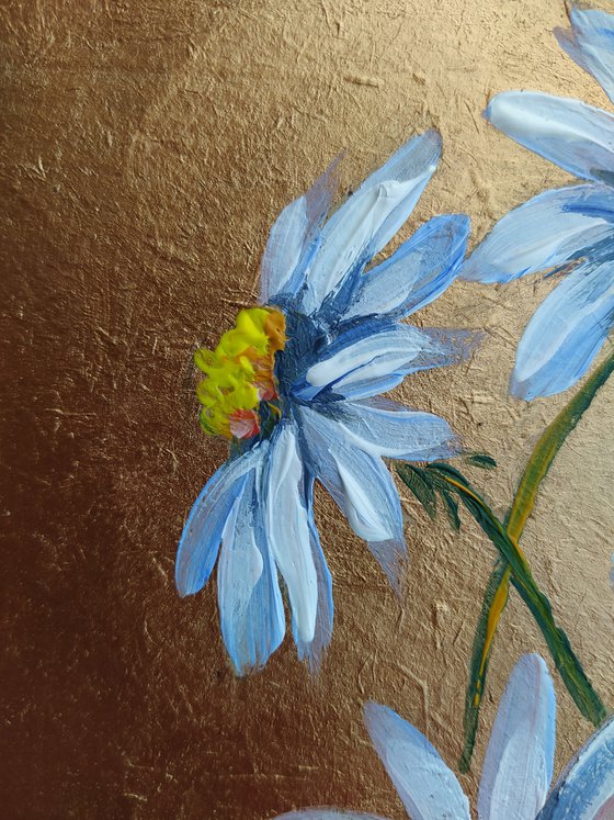 Chamomile flowers - acrylic, flowers, painting, chamomile, chamomile acrylic painting, small painting