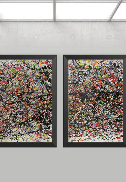 Rhythm of Color in Four - Quadriptych Painting by Juan Jose Garay