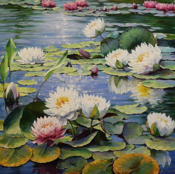 "Dragonflies over Lilies"