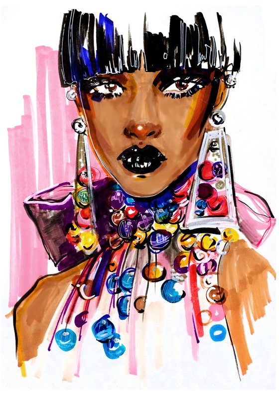 Colorful  necklace, Fashion art
