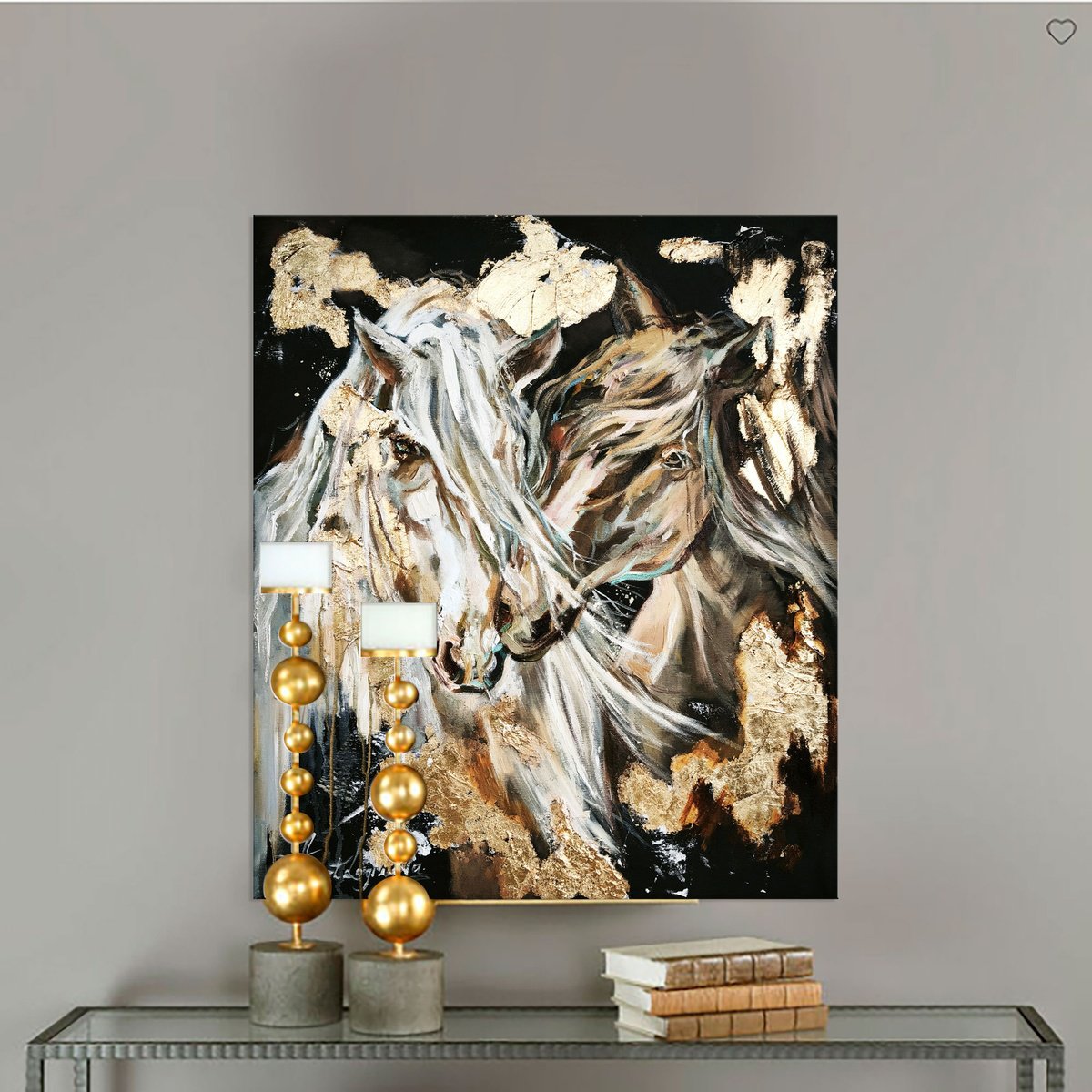 Impressionistic Animal Watercolour By Annet Loginova, 24 X 28, Oil Horses Painting, Original Artwork