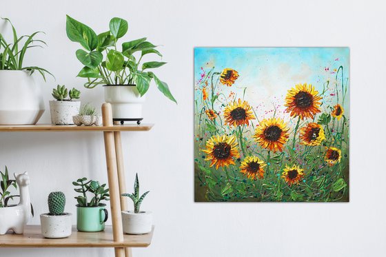 Blossoming Sunflowers