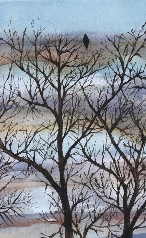 Winter sunset by Krystyna Szczepanowski