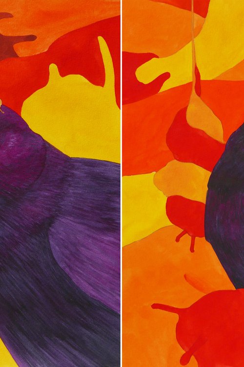 Diptych Slugs orgy by Karina Danylchuk