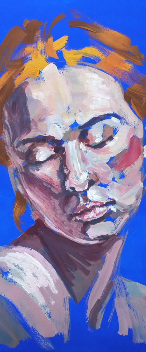 Gouache woman portrait by Tatiana Myreeva