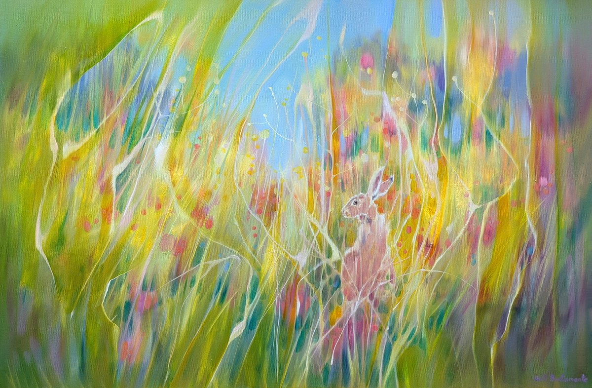Expressive Oil Painting , Meadow Born By Gill Bustamante, 36 X 24, Artwork For Sale On Artfinder