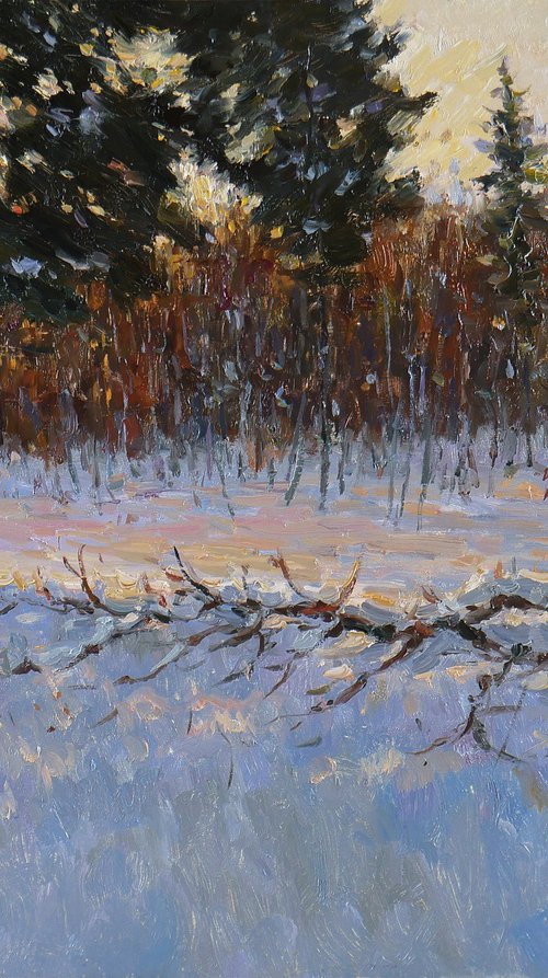 January Evening - winter landscape painting by Nikolay Dmitriev