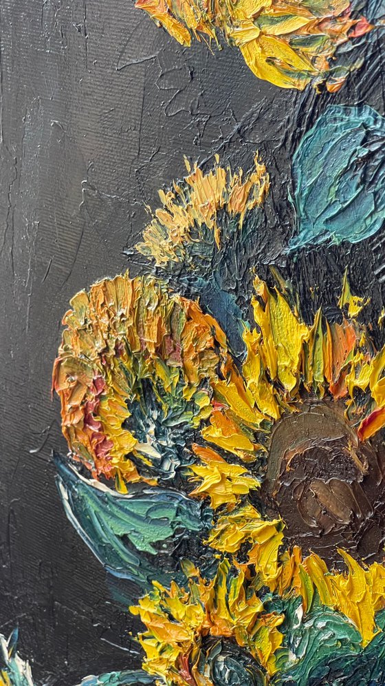 Sunflowers in white vase