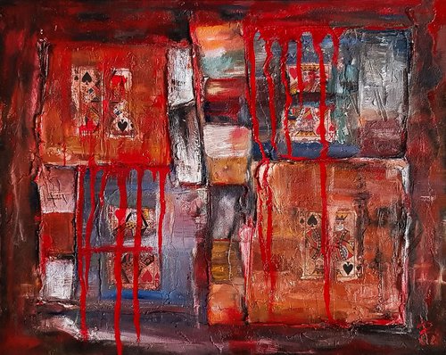 Bloody Kingdom Cocktail - Abstract Textured Oil Painting. READY TO HANG. by Retne