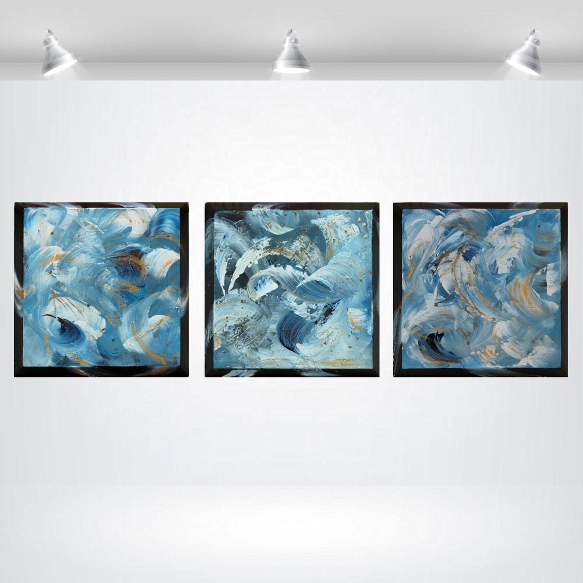 Abstract Acrylic Painting By Edelgard Schroer, 35 X 12, Tidal Whispers, Original Artwork