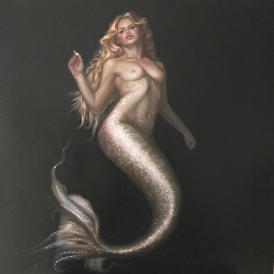 Perla Marina, mermaid oil painting