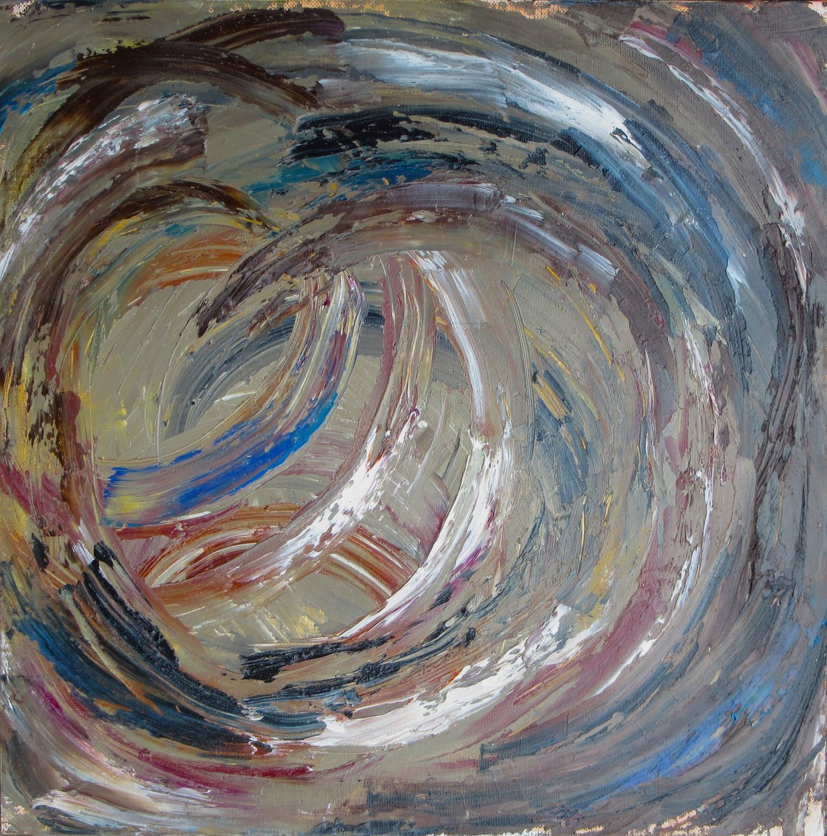 Expressive Abstract Oil Painting By Sherry Edmondson, 20 X 20", Vortex, Original Artwork