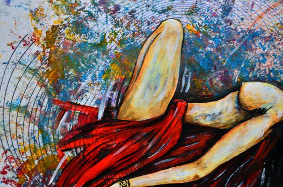 Sleeping Colours - Vibrations Mixed Media Original Modern Painting Art