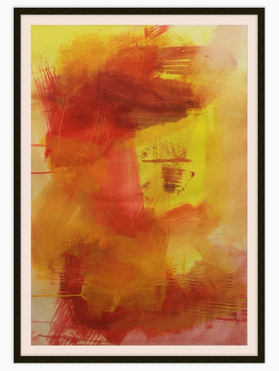 Abstract Painting By T Kyomu, 28 X 39", The Heat, Original Artwork