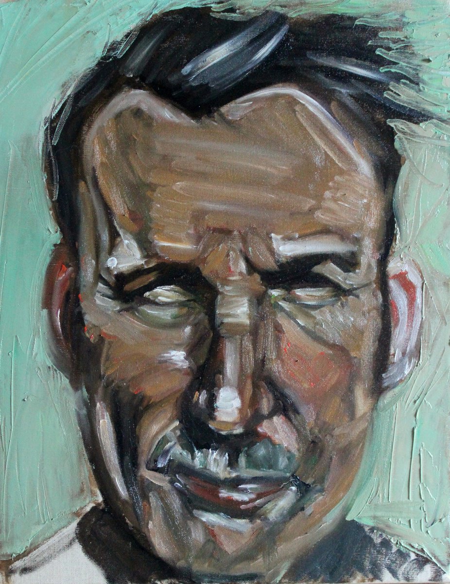 Expressive Portrait Oil Painting By James Henry Johnston, 16 X 20, Dirt, Original Artwork