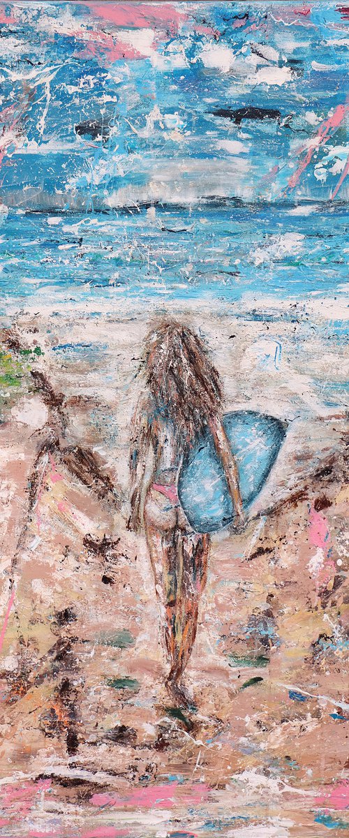 Surf girl 120 x 80 cm by Oswin Gesselli by Oswin Gesselli