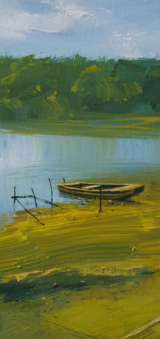 " River backwater in the summer "