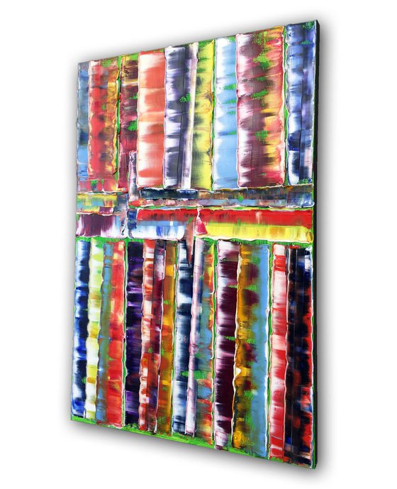 "Keep It Together" - FREE Shipping to the USA - Original Highly Textured PMS Abstract Oil Painting On Canvas - 24" x 36"