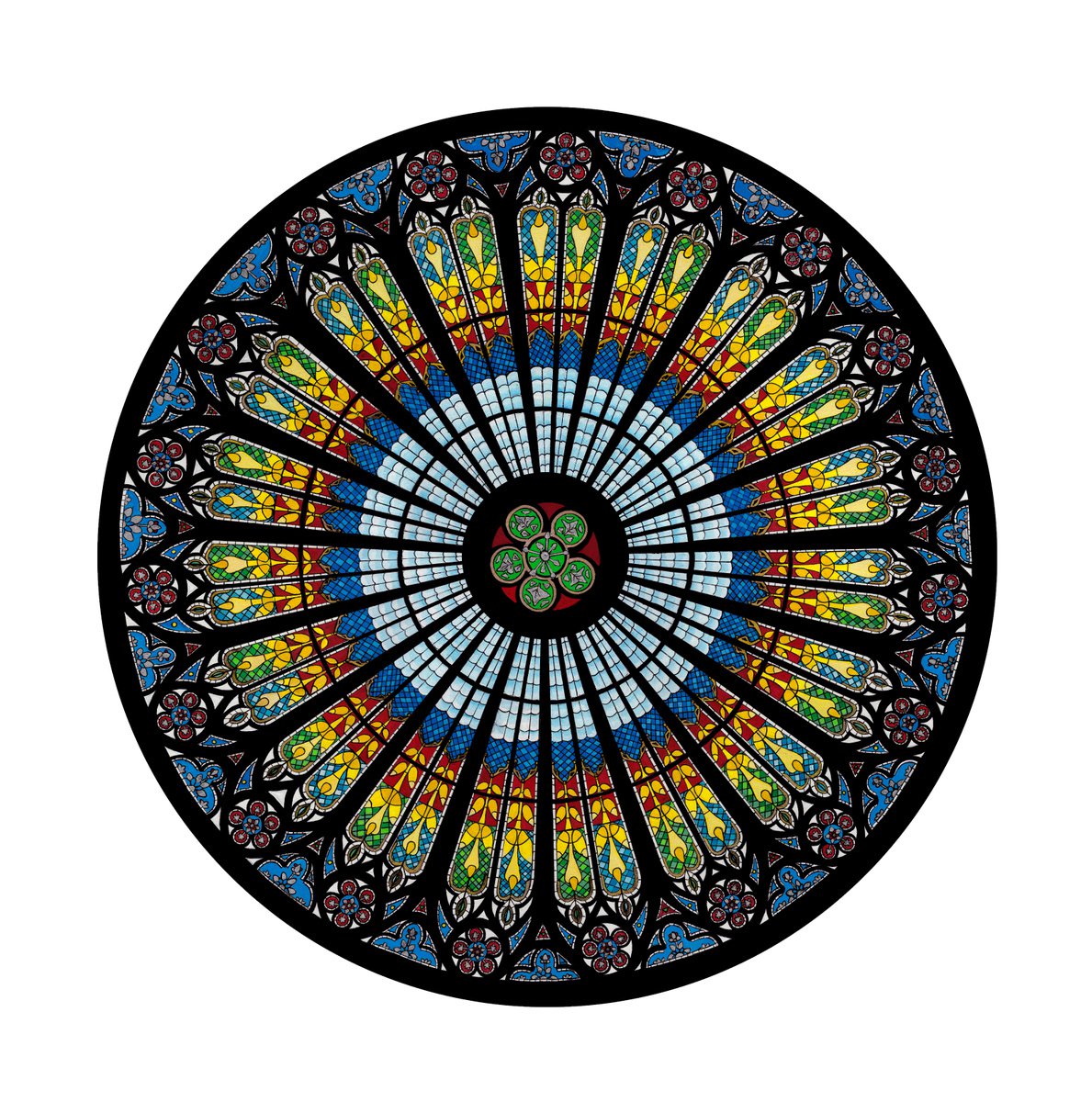Illustrative Cityscapes Painting By Shelley Ashkowski, 22 X 22", Strasbourg Cathedral Rose Window, Original Artwork