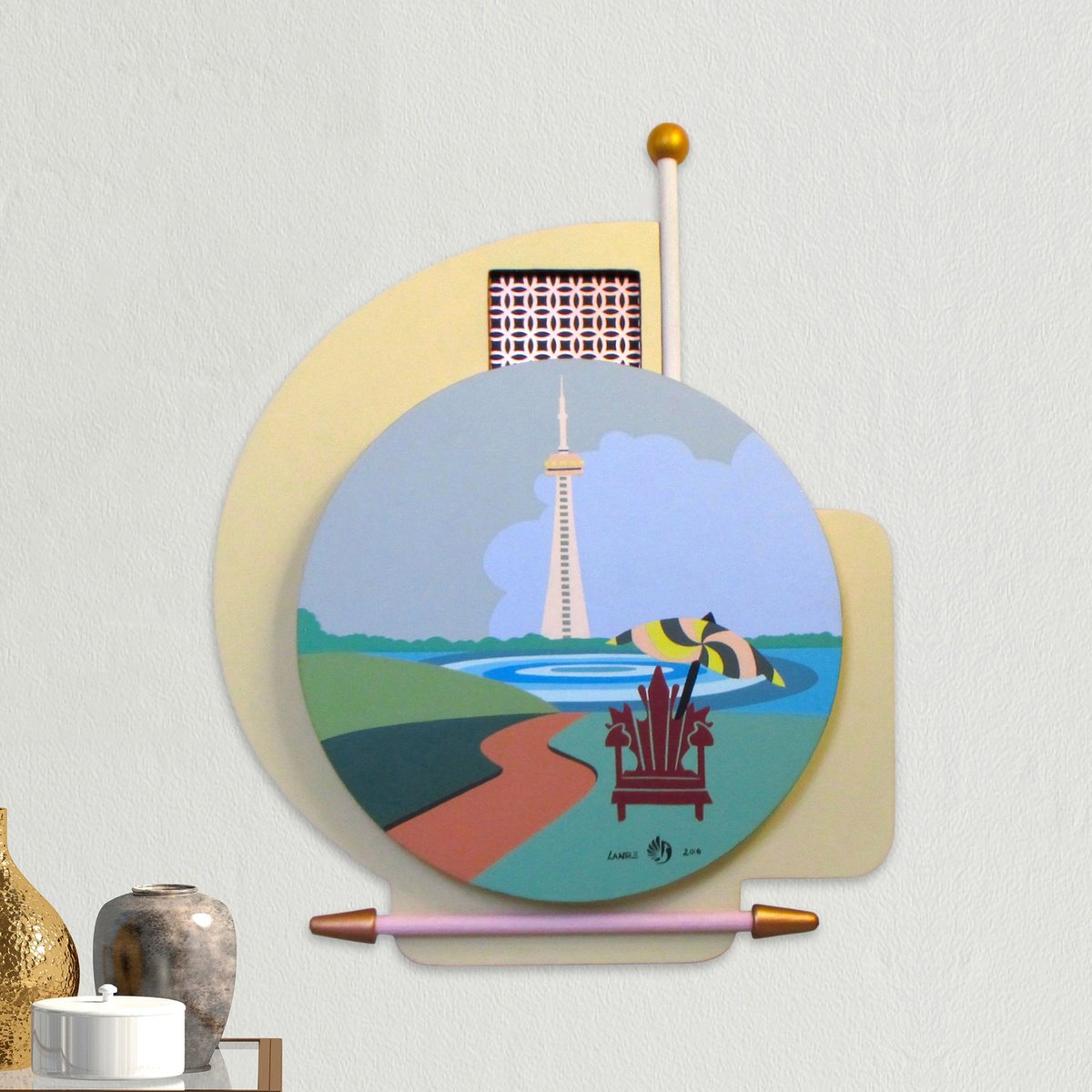 Abstract Cityscapes Wood Sculpture By Lanre Adefioye, 22 X 27", Toronto, Original Artwork