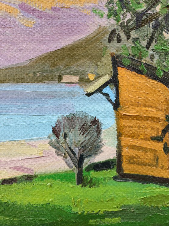 Wood cabin by the lake