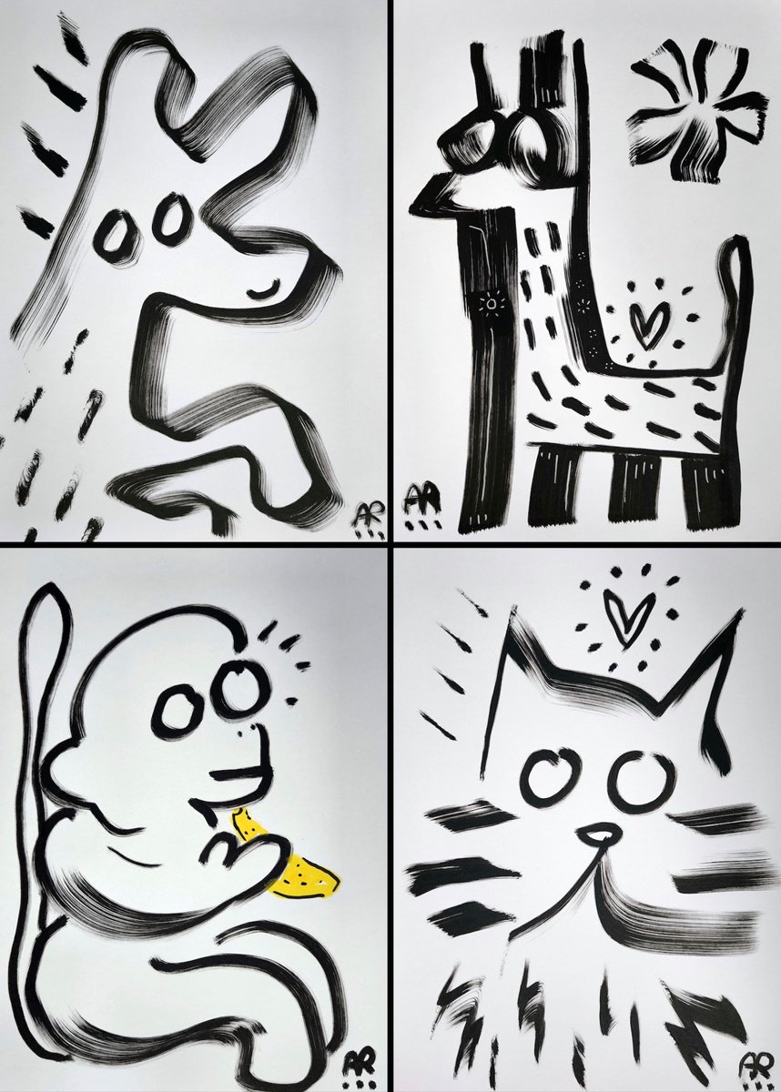 Expressive Drawing , 4 Drawing, B And W By Angel, 8 X 12, Artwork For Sale On Artfinder