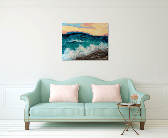 Seascape "Sunset over the sea"  Large Painting